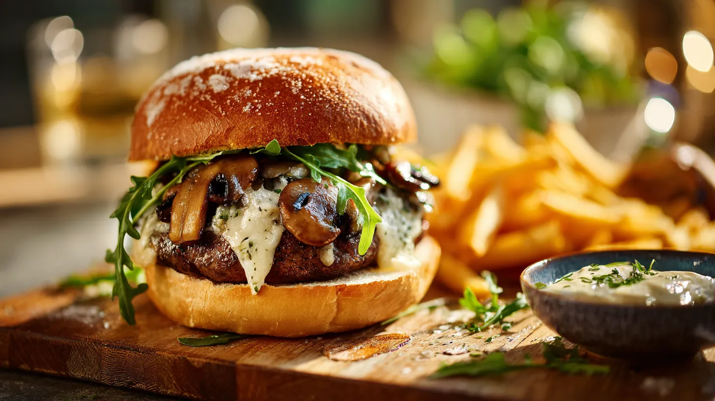 Italiaanse Kalfsburger met Champignons & Kruidenboter