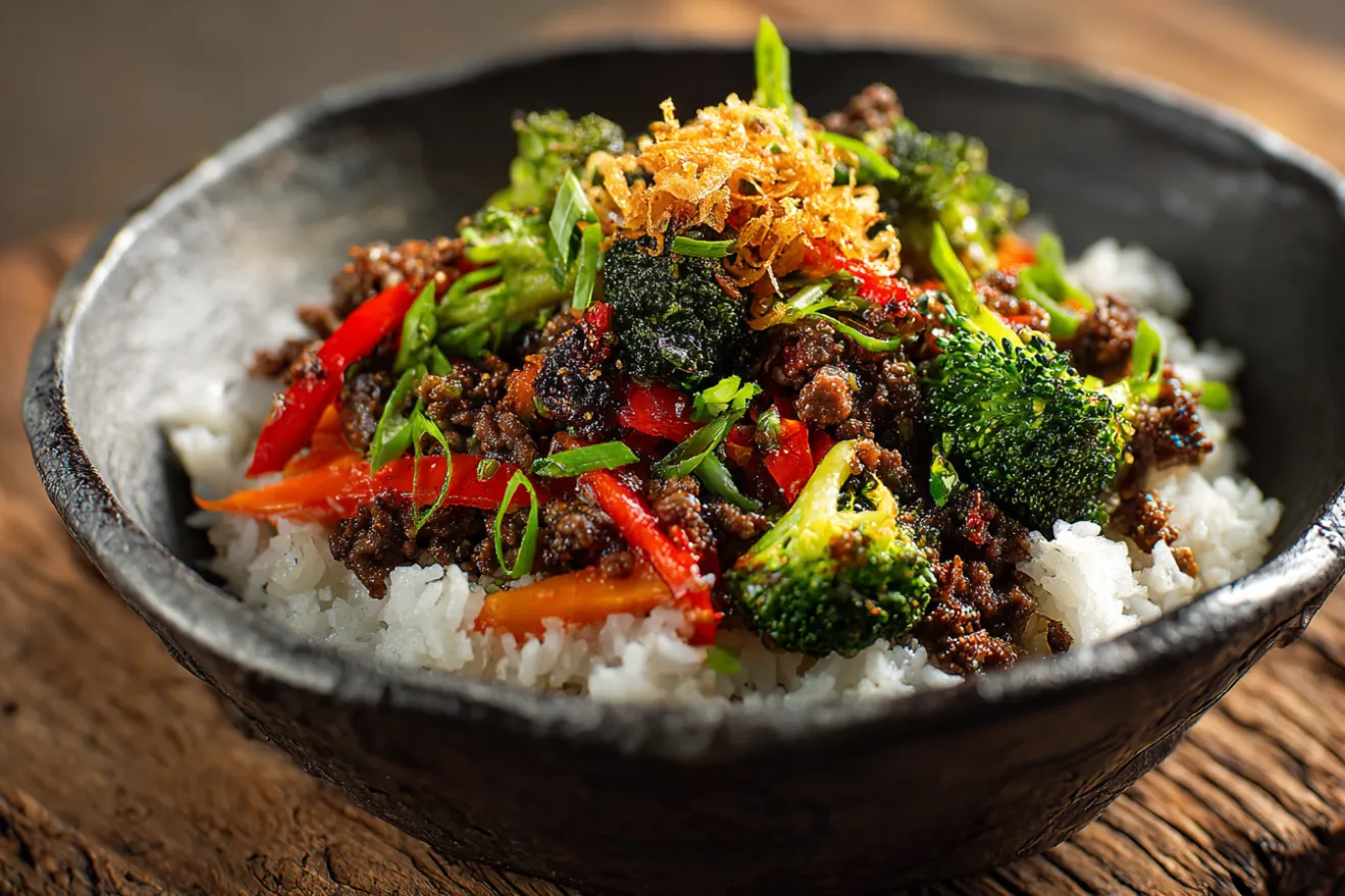 Oosterse rundergehaktbowl