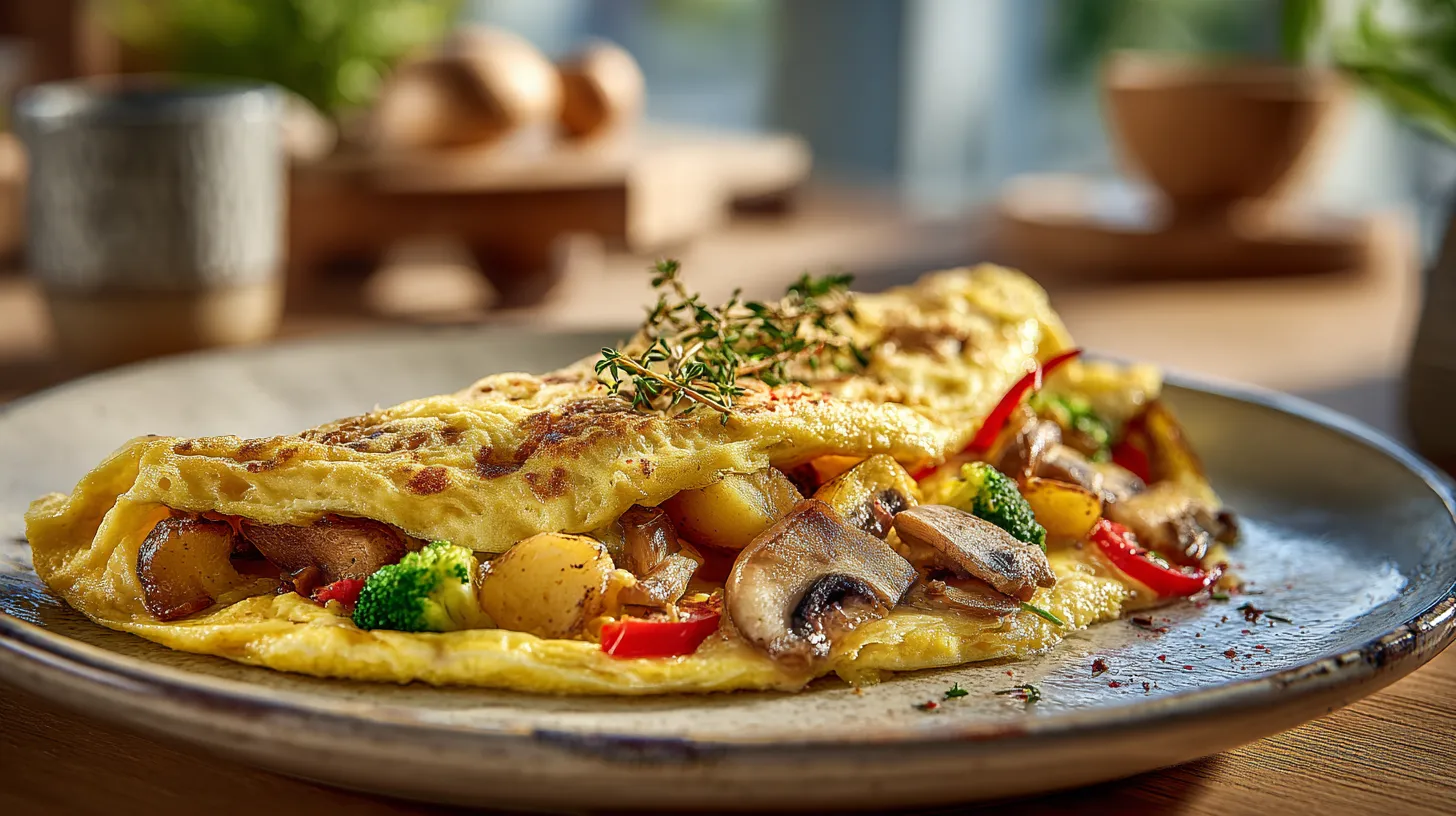 Boerenomelet met krieltjes, champignons & groenten