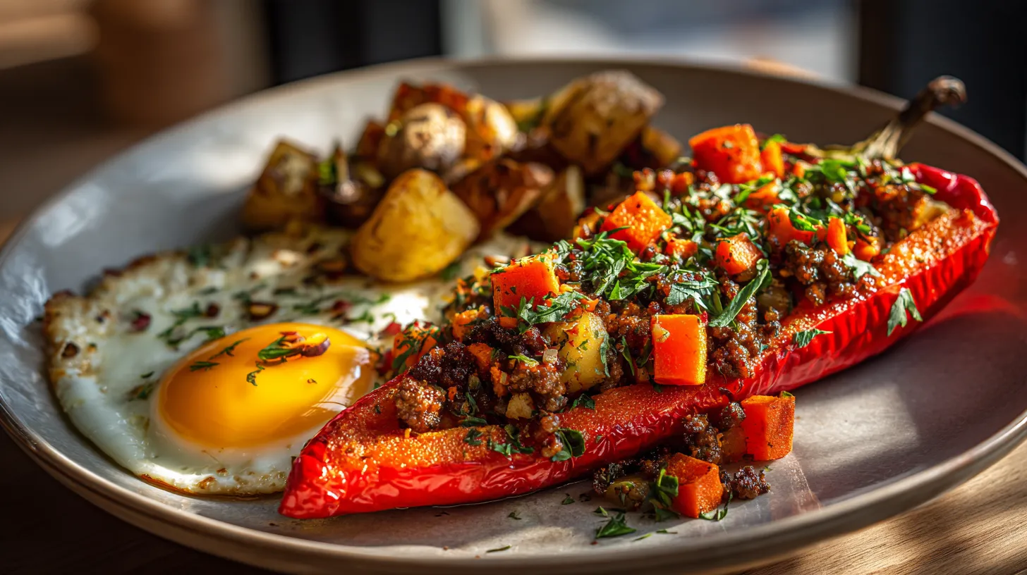 Herfstige Gevulde Puntpaprika met Gekruid Rundergehakt