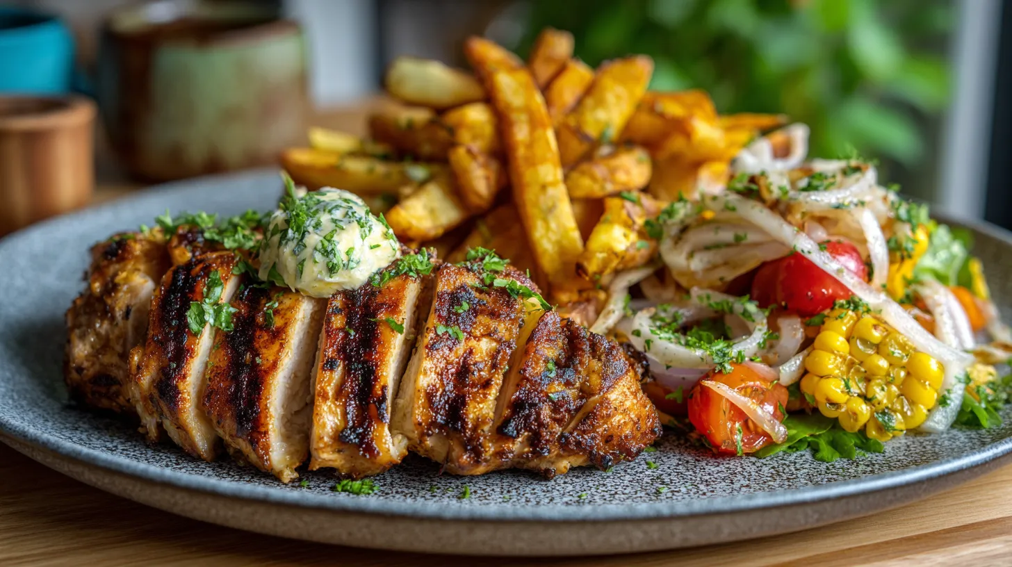 Gegrilde Kipfilet met Maïssalade en Verse Friet