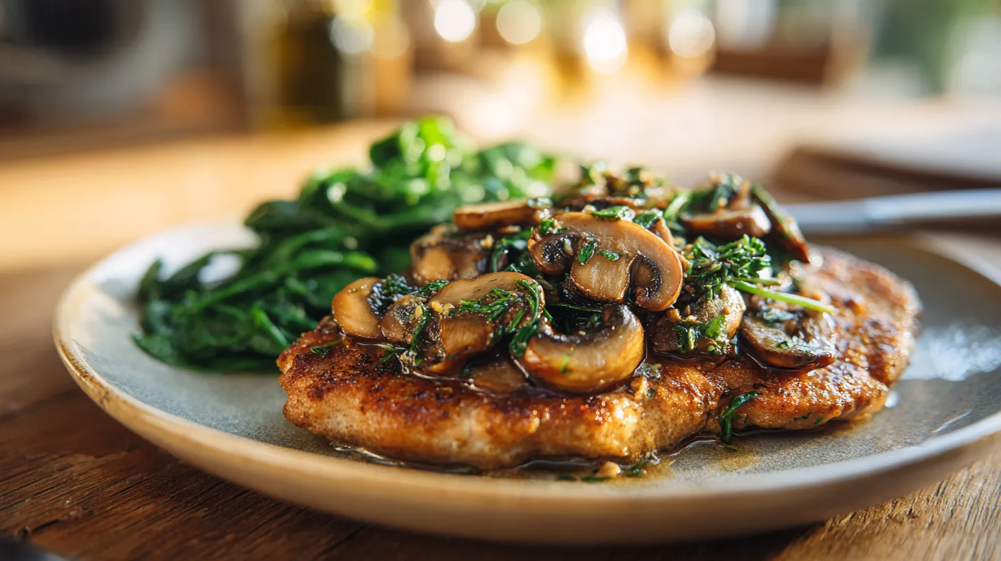Italiaanse Kalfsschnitzel met Champignons en Spinazie