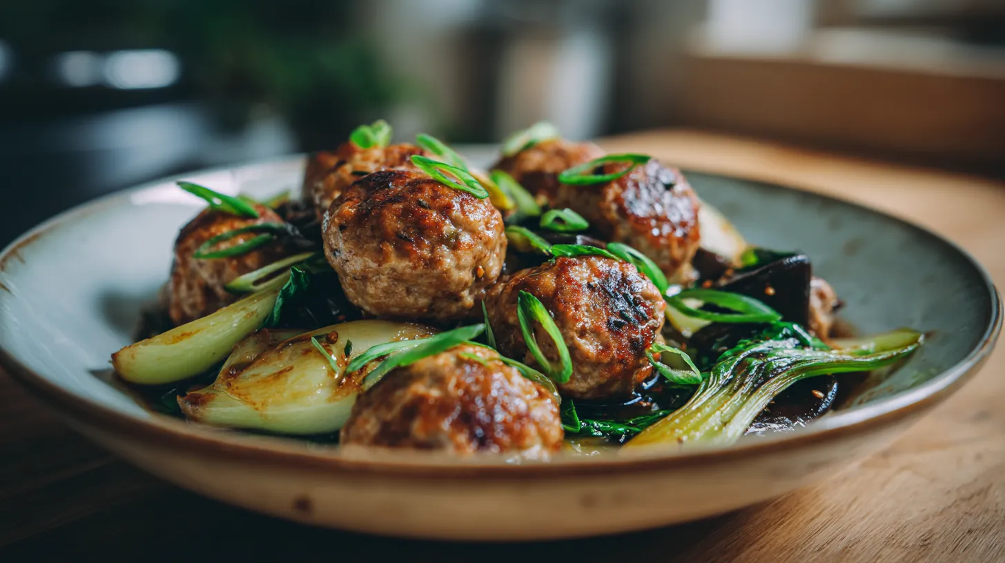 Kalfsgehaktballetjes met Paksoi & Aubergine