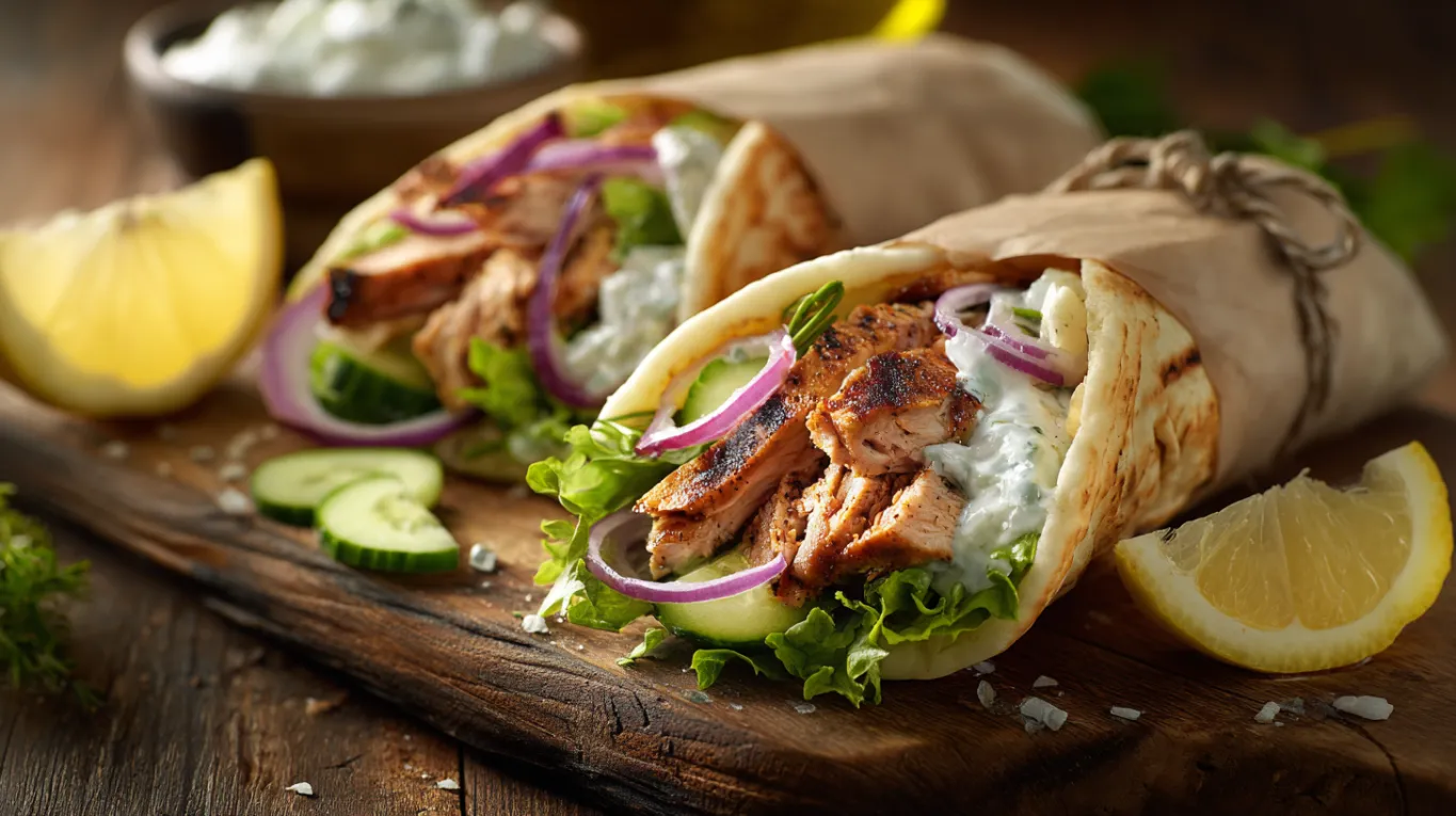 Griekse Kalkoengyros Wraps met Tzatziki