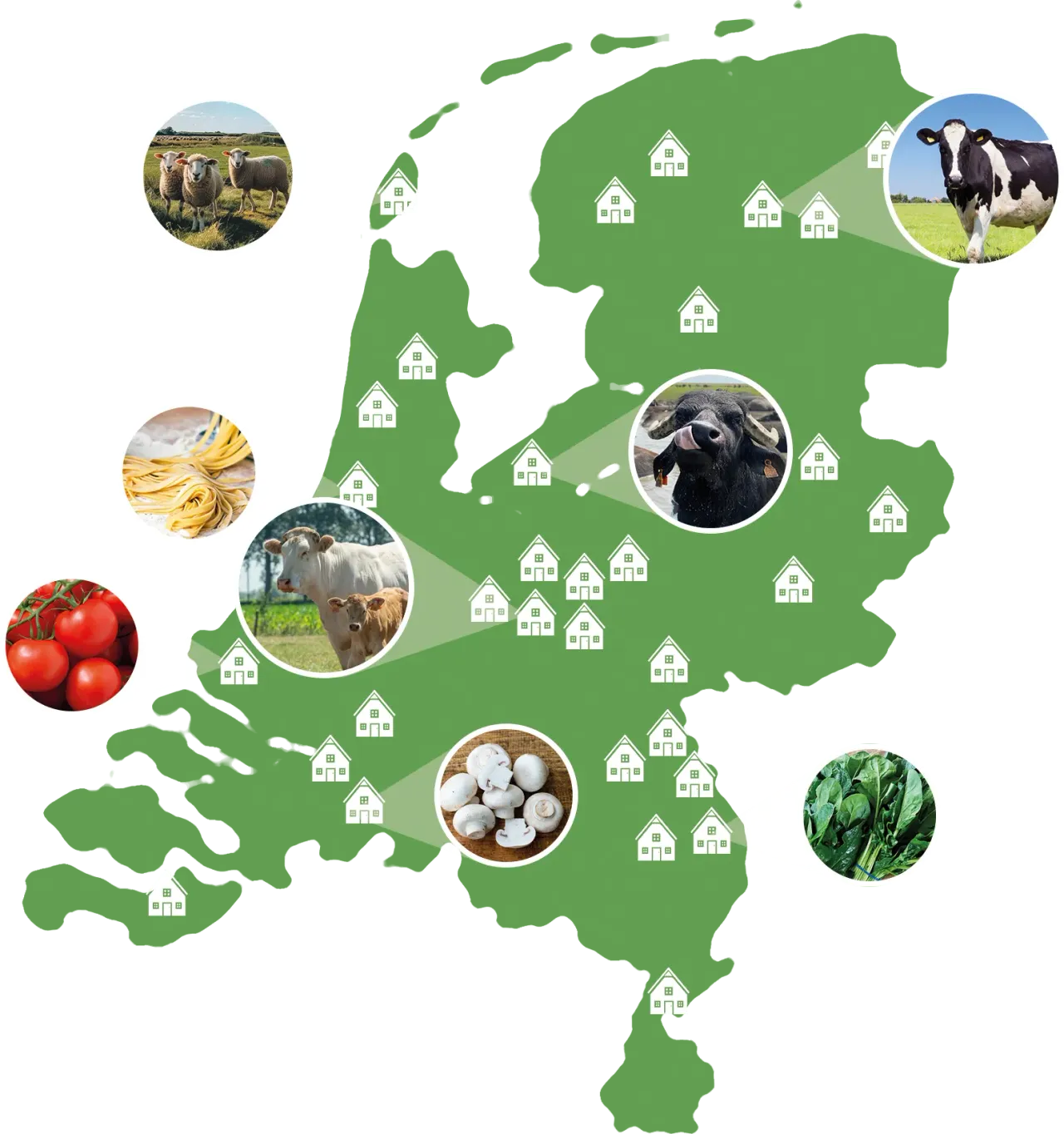 Kaart Nederland met boerderijen